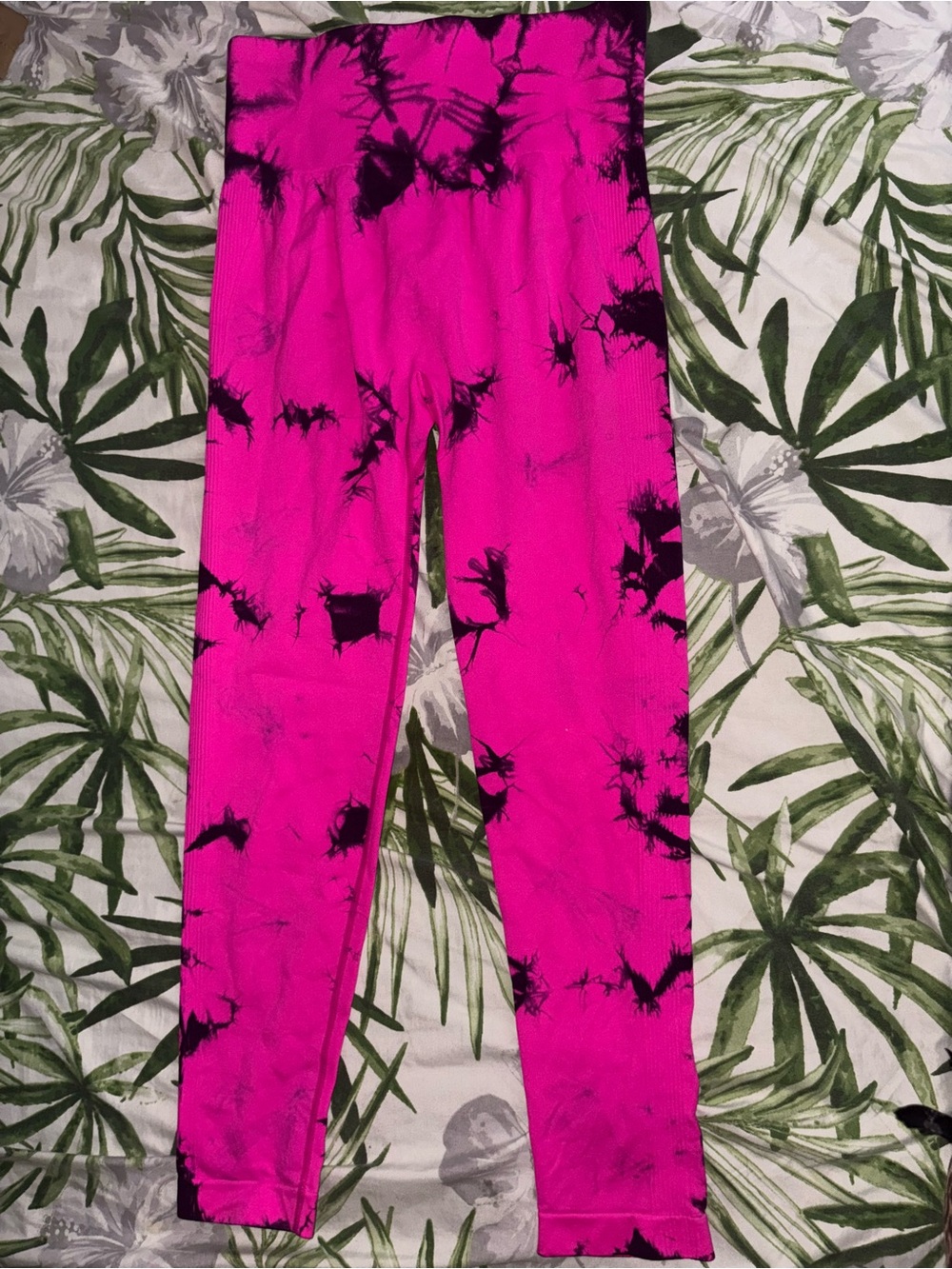 Kids Hot Pink Tie-Dye Leggings